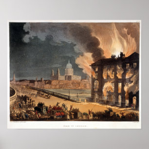 Poster Vintage incendie à Londres
