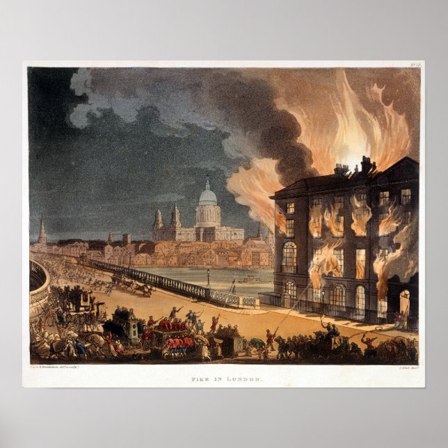 Poster Vintage incendie à Londres (Devant)