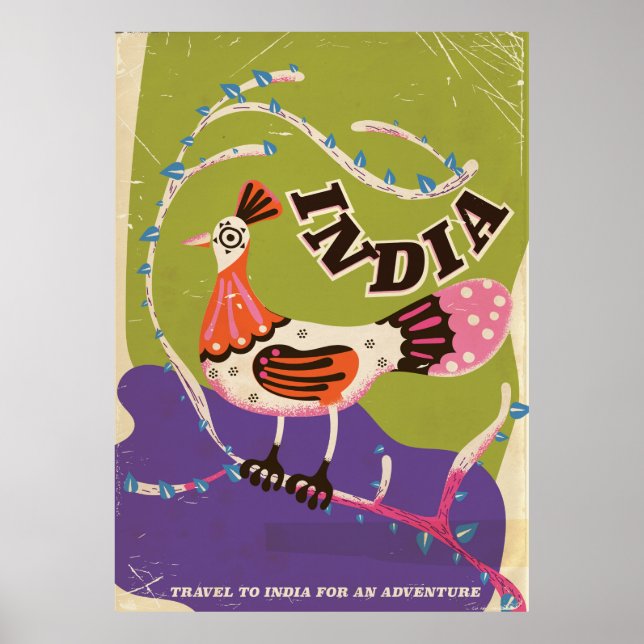 poster vintage India Travel (Devant)
