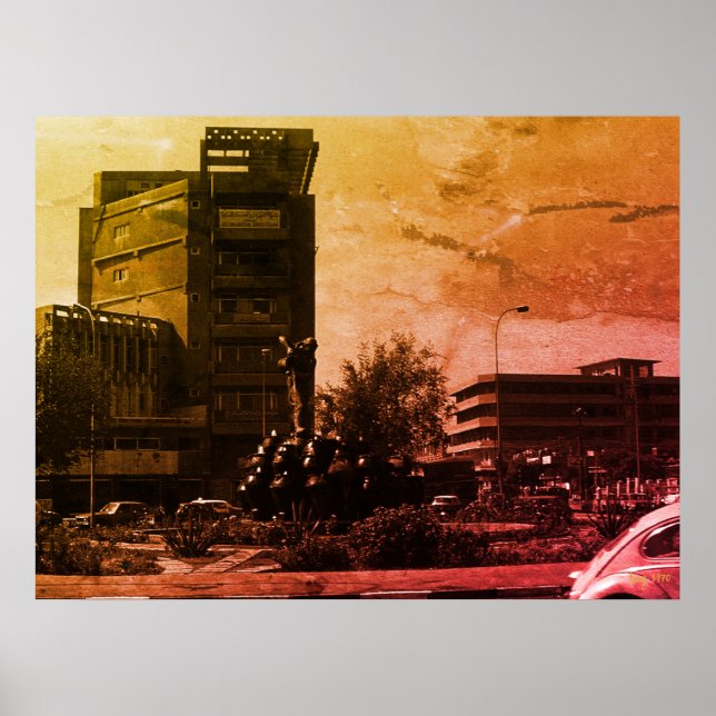 Poster Vintage Iraq baghdad fountain (Devant)