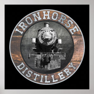 Poster Vintage Ironhorse Distillery In Wood And Metal