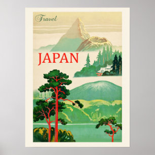 Poster Vintage Japon Mont Fuji Voyage