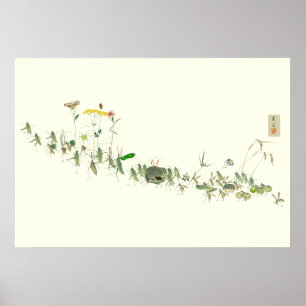 Poster Vintage Japonais Joyeux Insectes Nature
