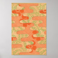 Vintage japonais Mur Art rouge