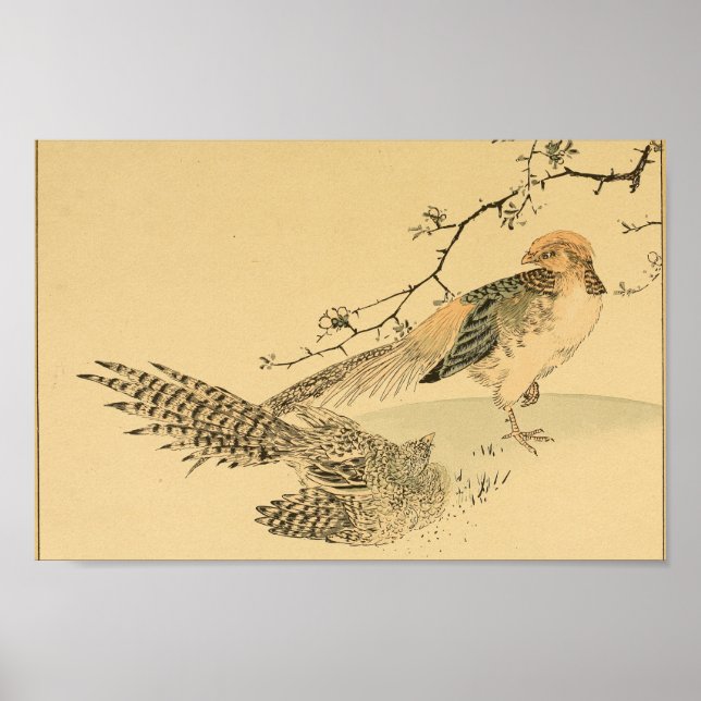 Poster Vintage Japonais Wall Art Birds (Devant)