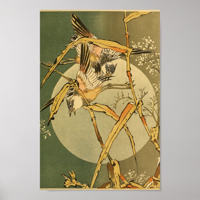 Poster Vintage Japonais Wall Art Birds (Devant)