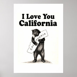 Poster Vintage Je T'Aime Californie