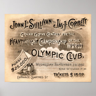 Poster vintage Jeffries contre Sharkey