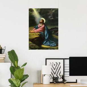 Poster Vintage Jésus Christ prier, Jardin de Gethsémani
