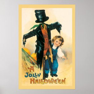 Poster Vintage Jolly Halloween Scarecrow Ellen Clapsaddle