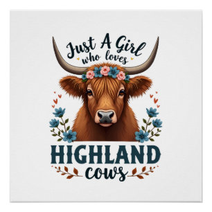 Poster Vintage Juste Une Fille Qui Aime Les Vaches Highla
