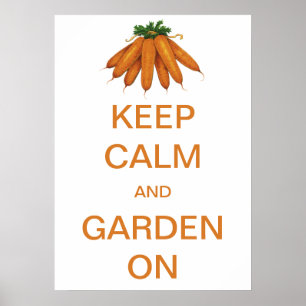 Poster Vintage Keep Calm et Jardinez des Carottes