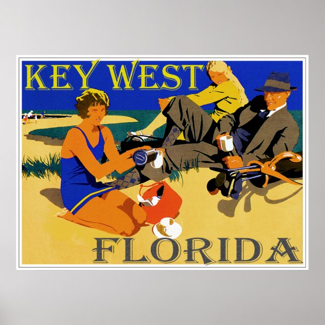 Poster Vintage Key West Beach (Devant)