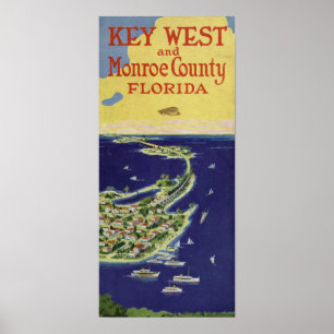 Poster Vintage Key West Monroe Comté Floride