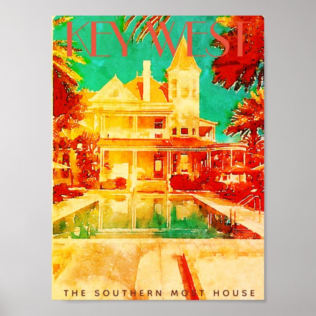 Poster vintage Key West Travel (Devant)