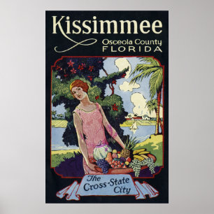 Poster Vintage Kissimmee Osceola Comté Floride Voyage