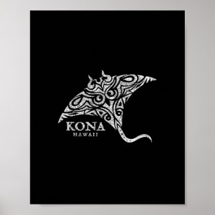 Poster Vintage Kona Hawaii Manta Ray Souvenir pour garçon