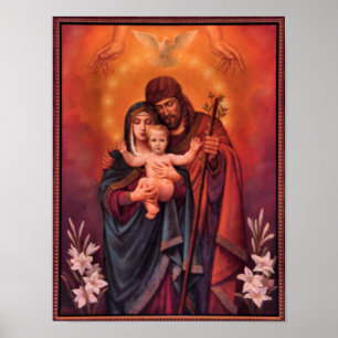 Poster vintage la famille sainte, Jésus Christ, Josef, Ma