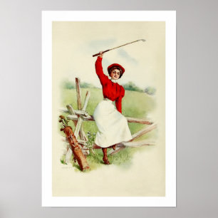 Poster Vintage Lady Golfer