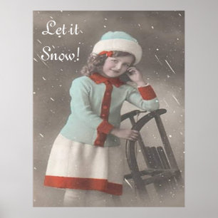 Poster Vintage Laisser la fille de neige en robe de Sucre