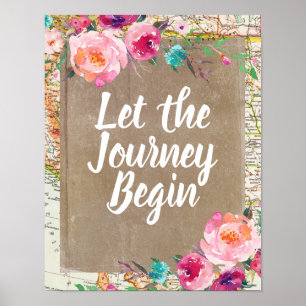 Poster Vintage Laisser le voyage commencer Signer l'affic