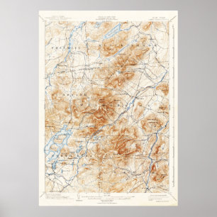 Poster Vintage Lake Placid New York Carte topographique