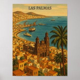 Poster Vintage Las Palmas, Gran Canaria City View