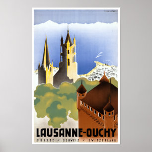 Poster Vintage Lausanne-Ouchy Suisse Voyage