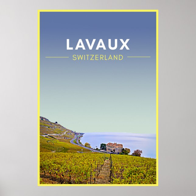 Poster Vintage Lavaux Vineyards Suisse Travel (Devant)