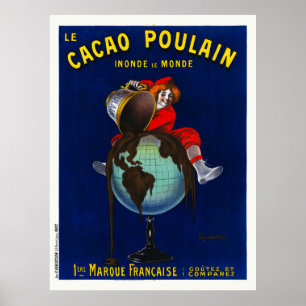 Poster vintage Le Cacao Poulain France 1911