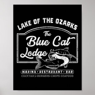Poster Vintage Le Lac Blue Cat Lodge D'Ozarks