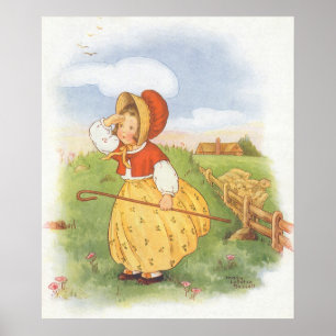 Poster Vintage Little Bo Peep Mère Goose Nurserme Rhyme