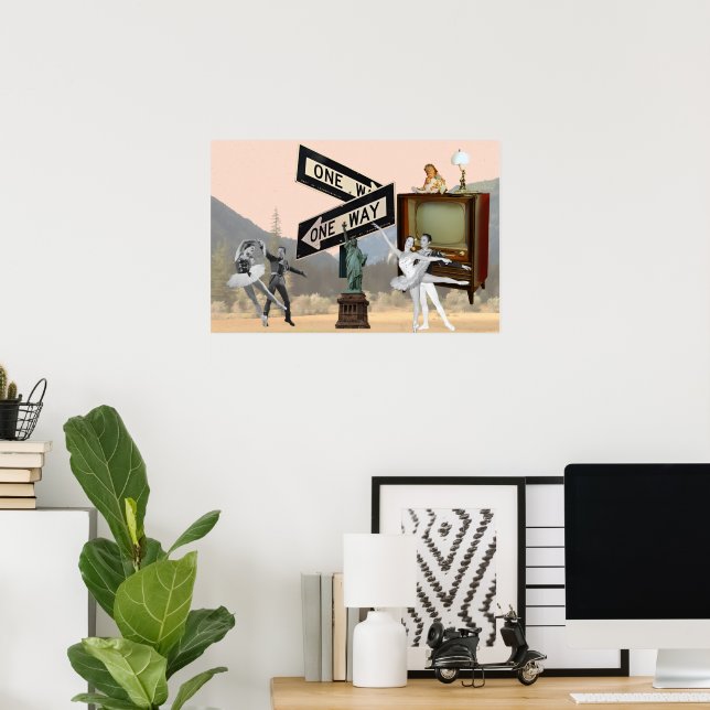 Poster Vintage Look American Collage (Bureau à domicile)