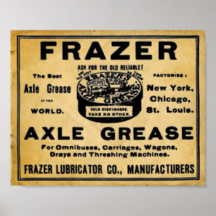 Poster Vintage Look Frazers Axel Grease Automotive Impres