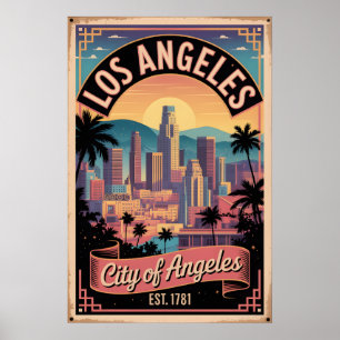 Poster Vintage Los Angeles Californie Cité des Anges