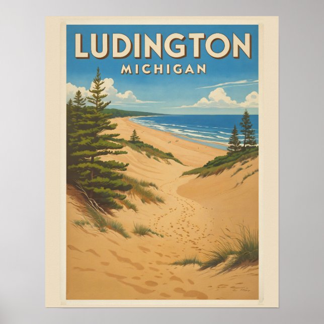 Poster Vintage Ludington Michigan (Devant)