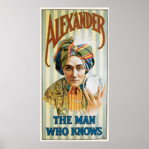 Poster Vintage Magic Poster, Alexander, the Man Who Knows
