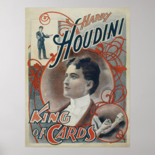 Poster Vintage Magic Poster, Magician Harry Houdini