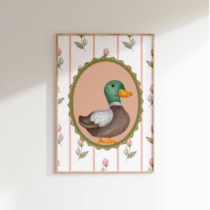 Poster Vintage Mallard Duck Nursery Wall Art