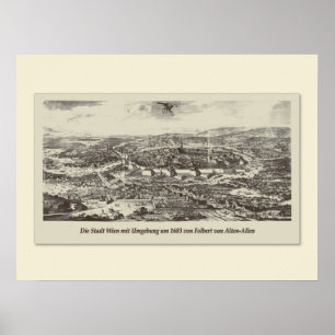 Poster Vintage Map Autriche   Vienne Environs 1683