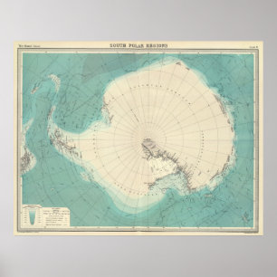 Poster Vintage Map of Antarctica (1922)