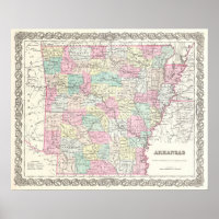 Vintage Map of Arkansas