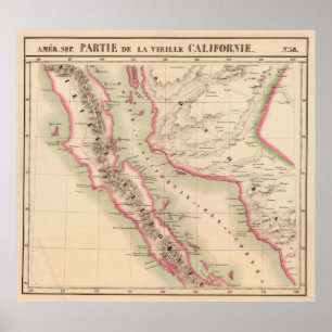 Poster Vintage Map of Baja California (1827)