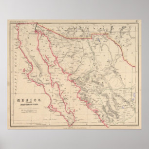 Poster Vintage Map of Baja California (1857)