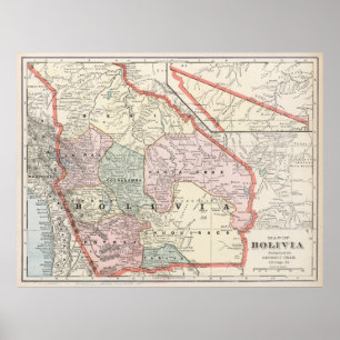 Poster Vintage Map of Bolivia (1901)