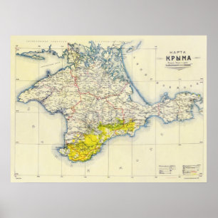 Poster Vintage Map of Crimea