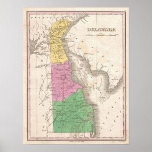 Poster Vintage Map of Delaware