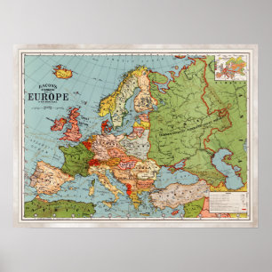 Poster Vintage Map of Europe