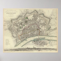 Vintage Map of Frankfurt Germany