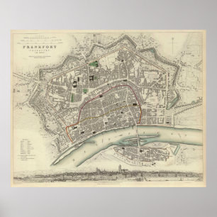 Poster Vintage Map of Frankfurt Germany